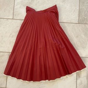 High waisted pleated pleather midi skirt
